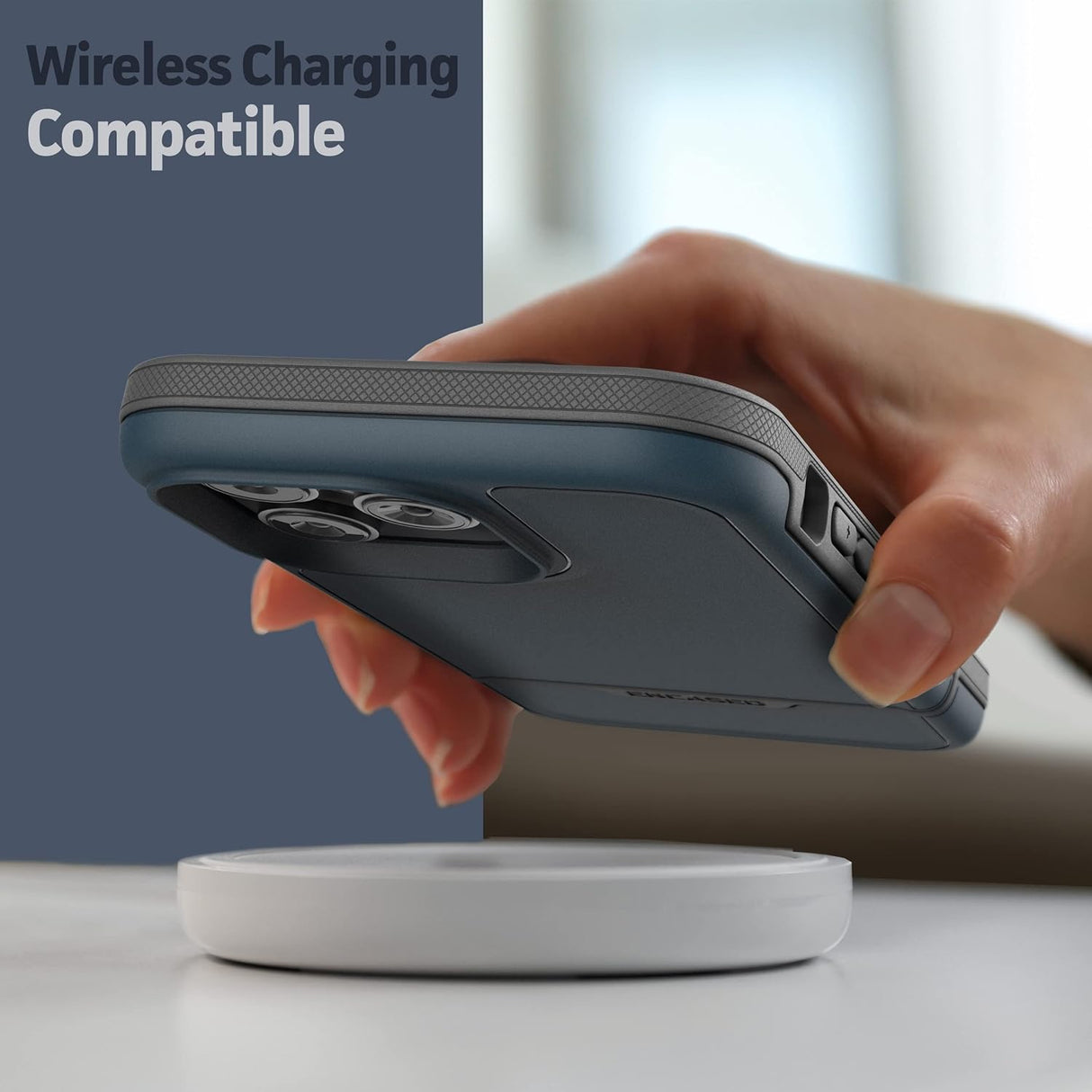 Encased Funda Rebel diseñada para iPhone 14 Pro Max con clip para cinturón, funda ultra protectora resistente (azul)