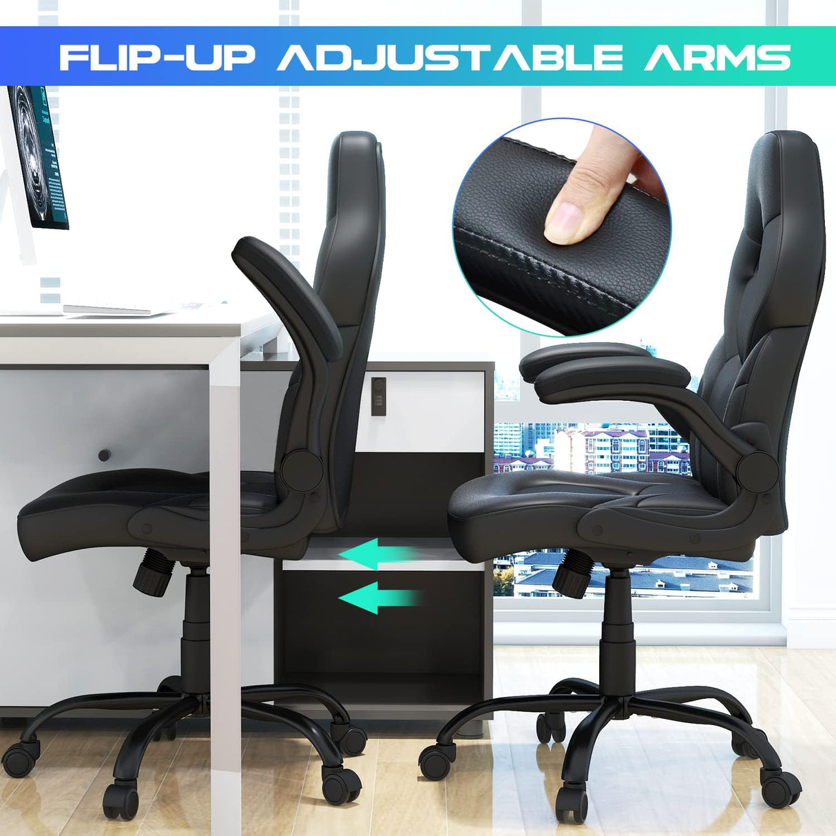 Silla Gaming de cuero regenerado, Negro S6YH Wonder Comfort