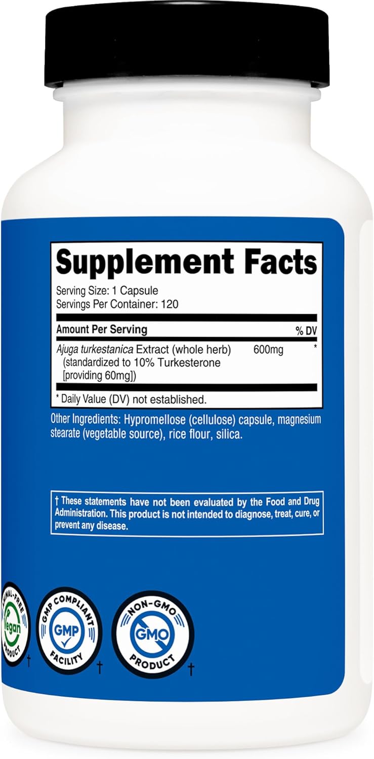 Nutricost Turkesterona Suplemento 600mg, 120 cápsulas