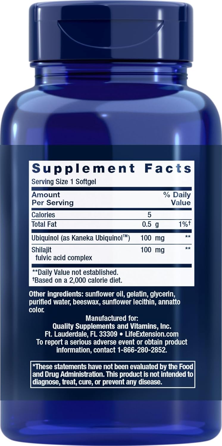 COQ10 Life Extension Super Ubiquinol 100mg Mitochondrial 90 cápsulas