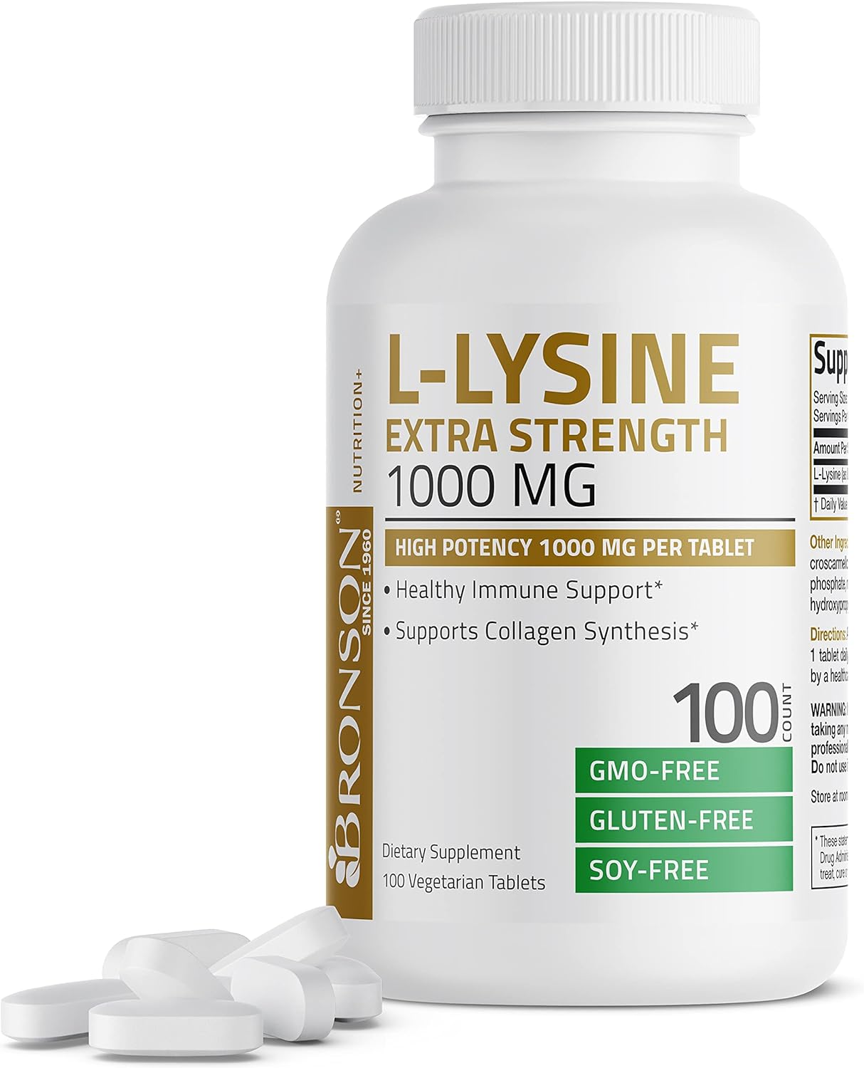 Suplemento Bronson L-Lisina Extra Strength 1000 mg 100 tab