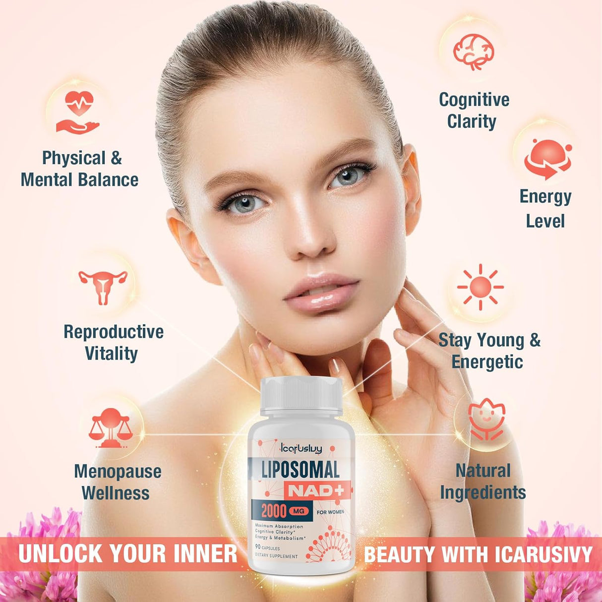 Suplemento NAD+ Liposomal 2000MG, Energía y Claridad, 90 Caps