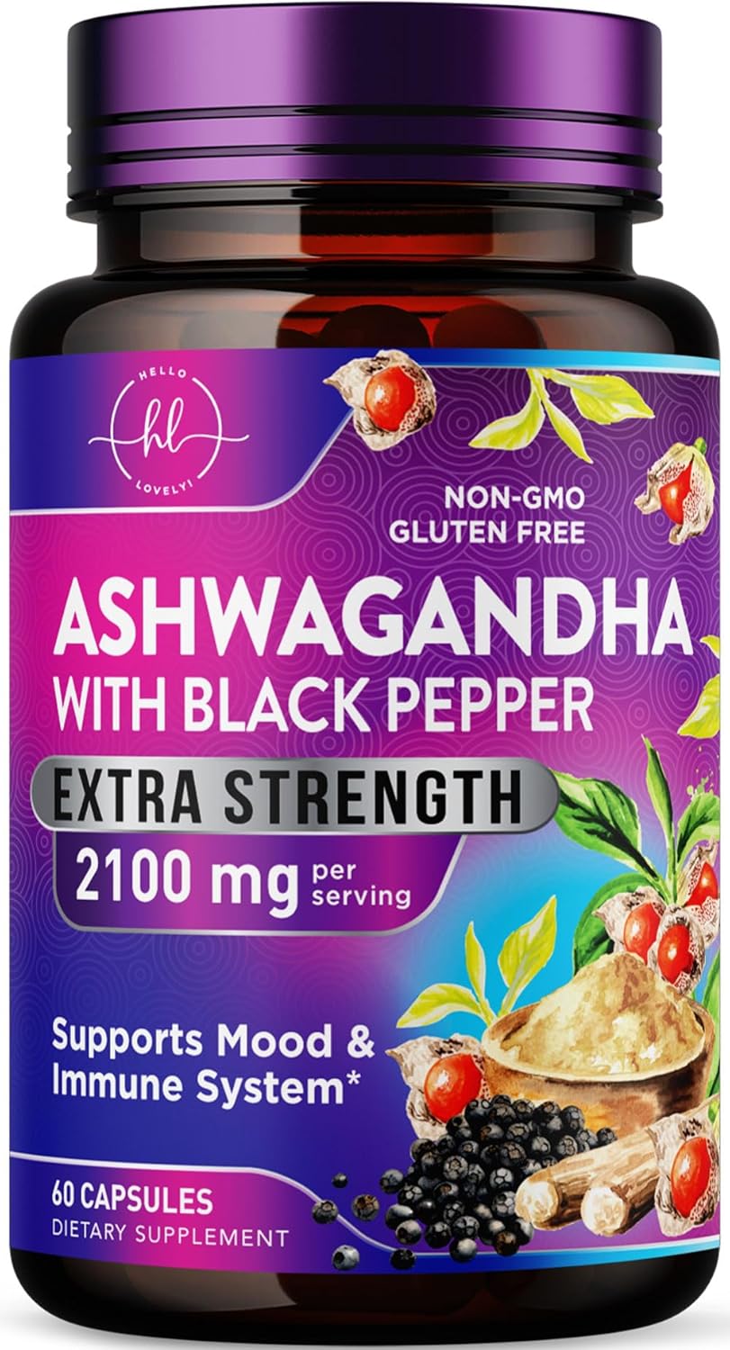 Suplementos de Ashwagandha - 2100 mg, Antioxidante, 60 cápsulas