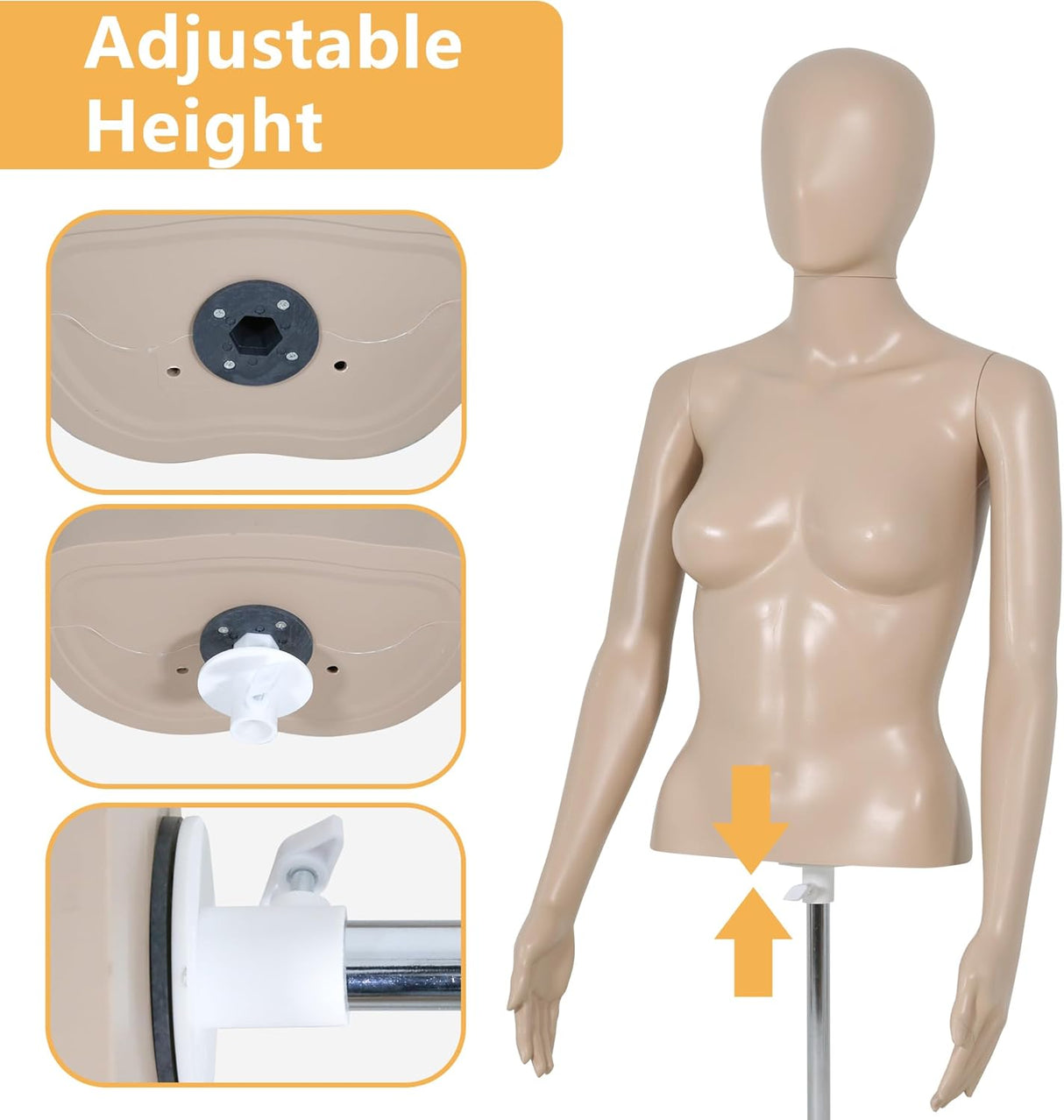 Maniquí Femenino Ajustable 39-56 con Base de Metal