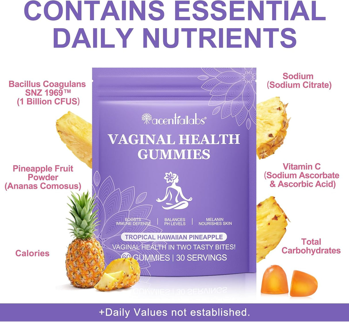 Vital Vaginal Probiotics Gummies, Salud Femenina, 60 unidades