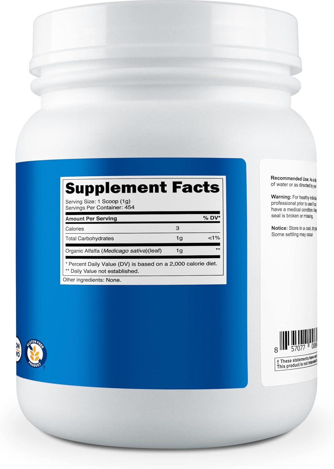 Suplemento Polvo de Alfalfa orgánico 1LB orgánico vegano