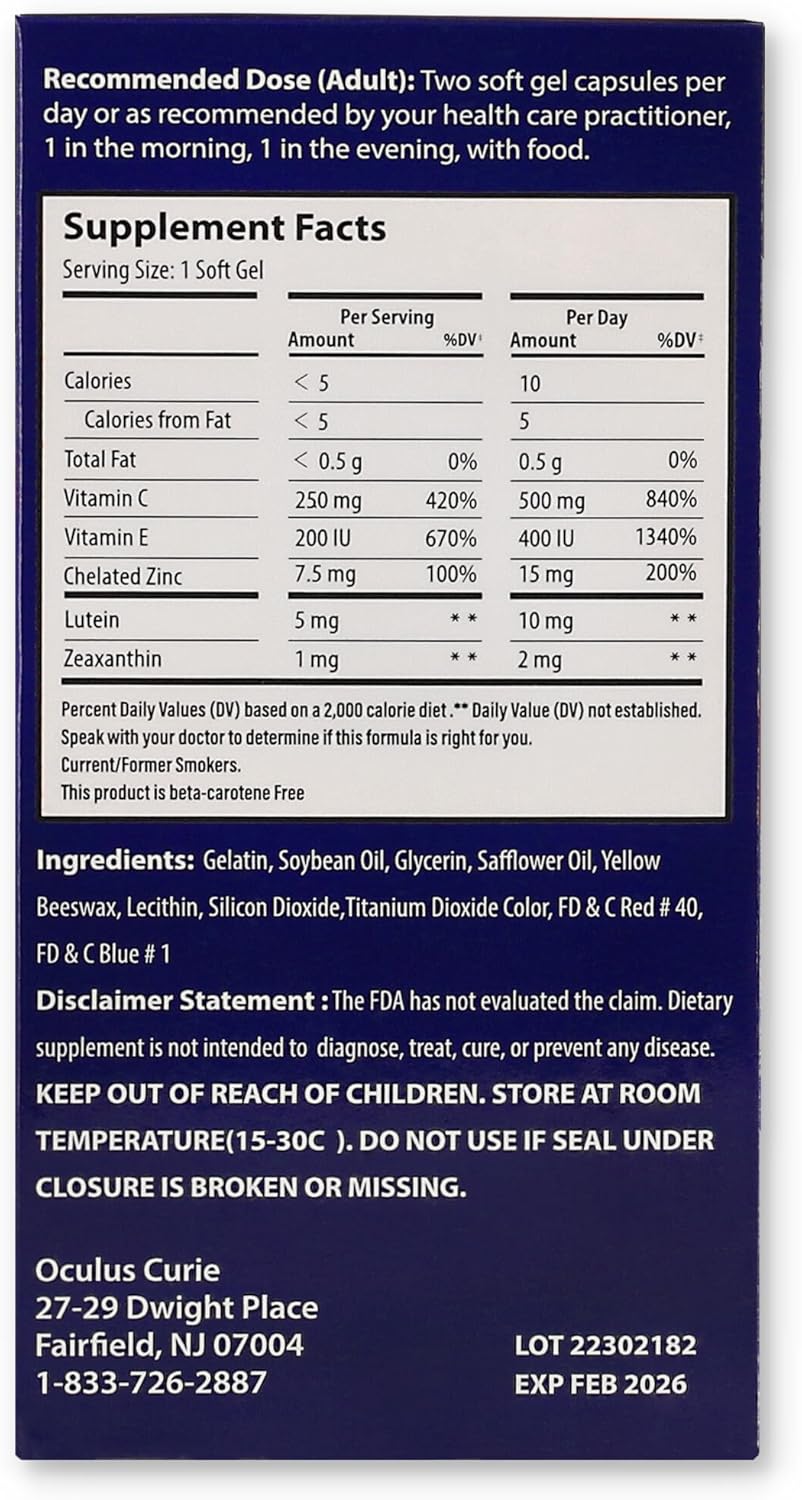 Suplemento Vitaminas para los ojos AREDS2 zeaxantina 2 mg