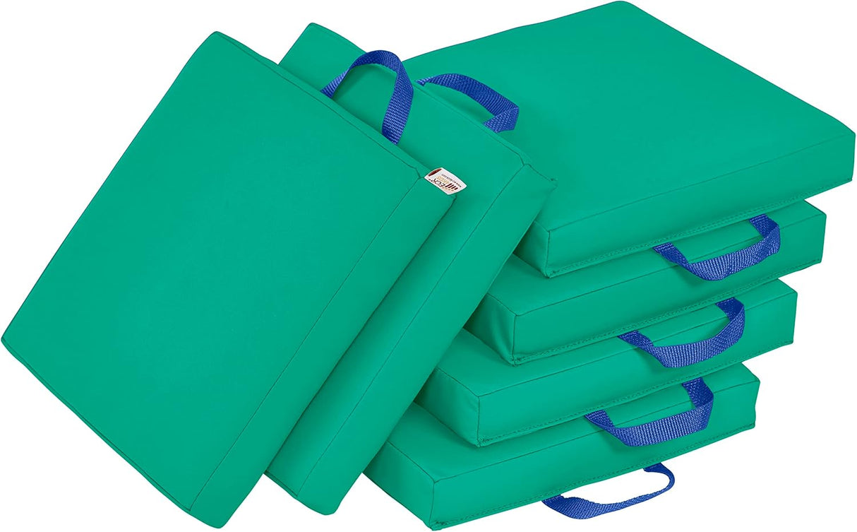 ECR4Kids SoftZone - Cojines de suelo, cuadrados, asientos flexibles, esmeralda, 6 piezas