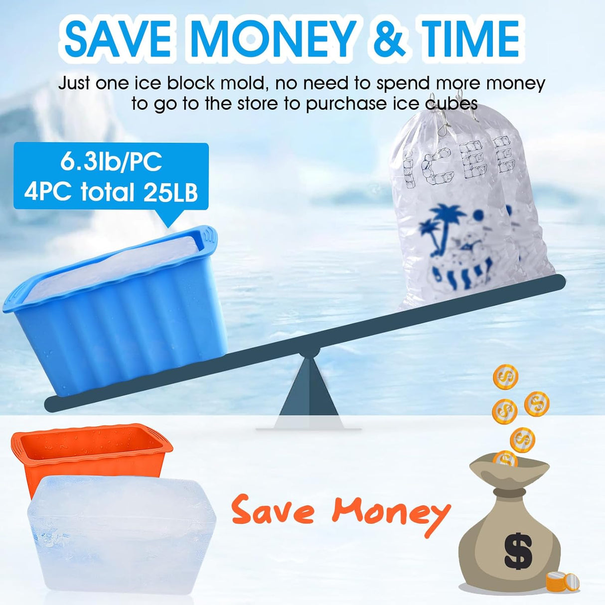Moldes de Hielo Haldane 6PCL para Baño de Hielo, 38LB
