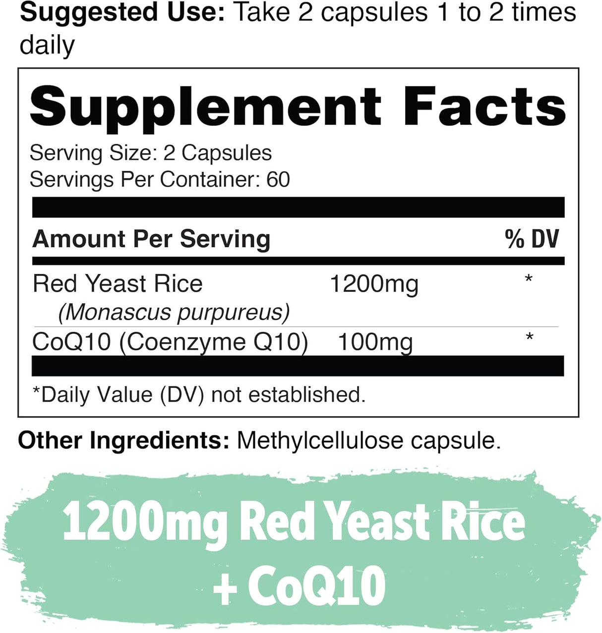 Suplemento Cápsulas de arroz de levadura roja de 1200 mg