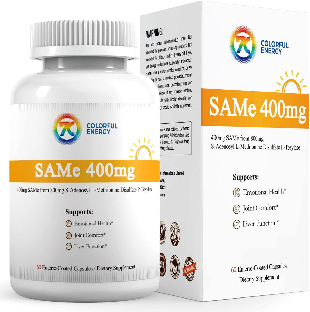 Suplemento Sam-e de 400 mg S-Adenosilmetionina vitaminas B