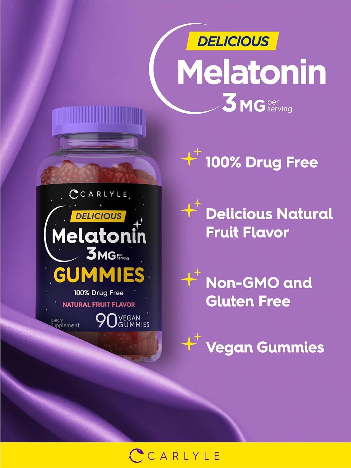 Carlyle Gomitas de dormir de 3 mg 90 unidades sabor a fruta