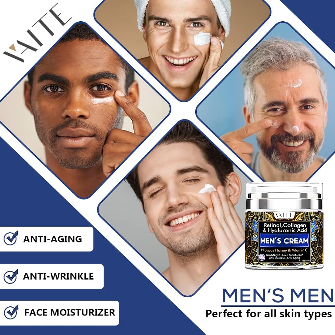 Hidratante facial para hombre con colágeno y retinol VAITE