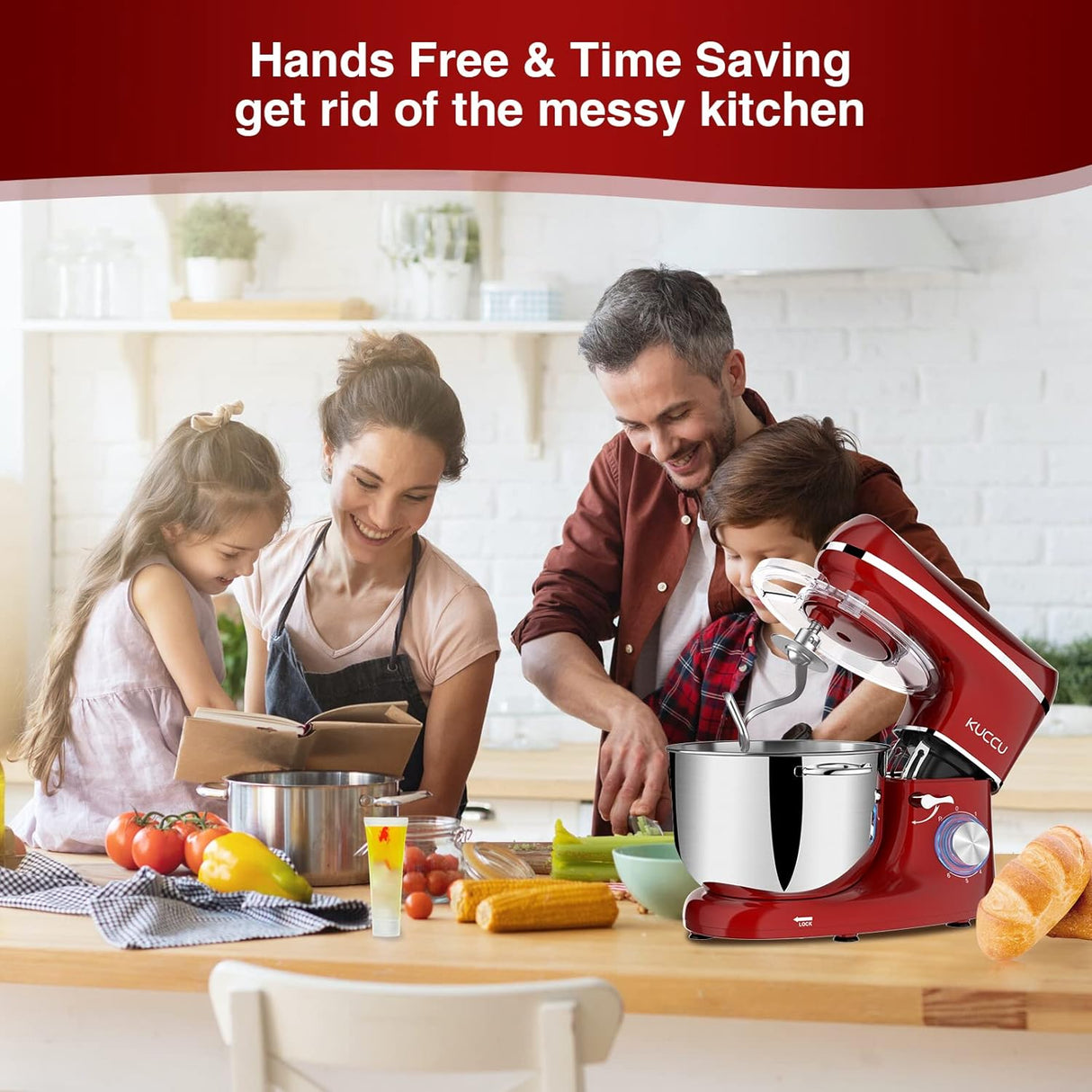 Batidora de Pie 6.5 Qt 660W 6 Velocidades, Stand Mixer 660W