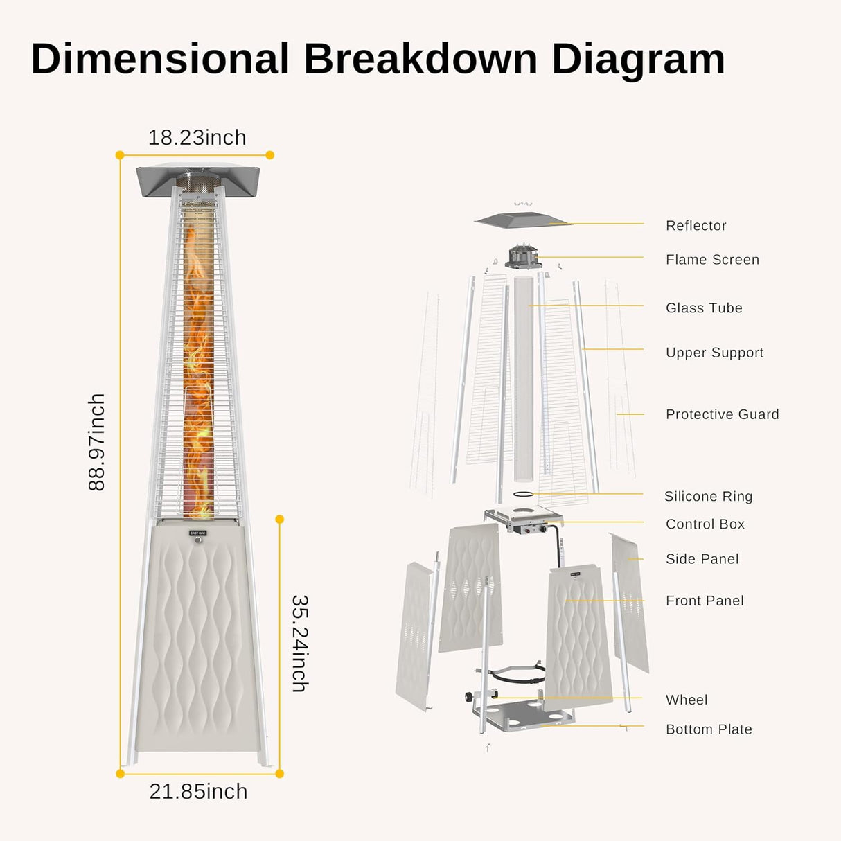 Calentador de patio para exteriores 48,000 BTU EAST OAK
