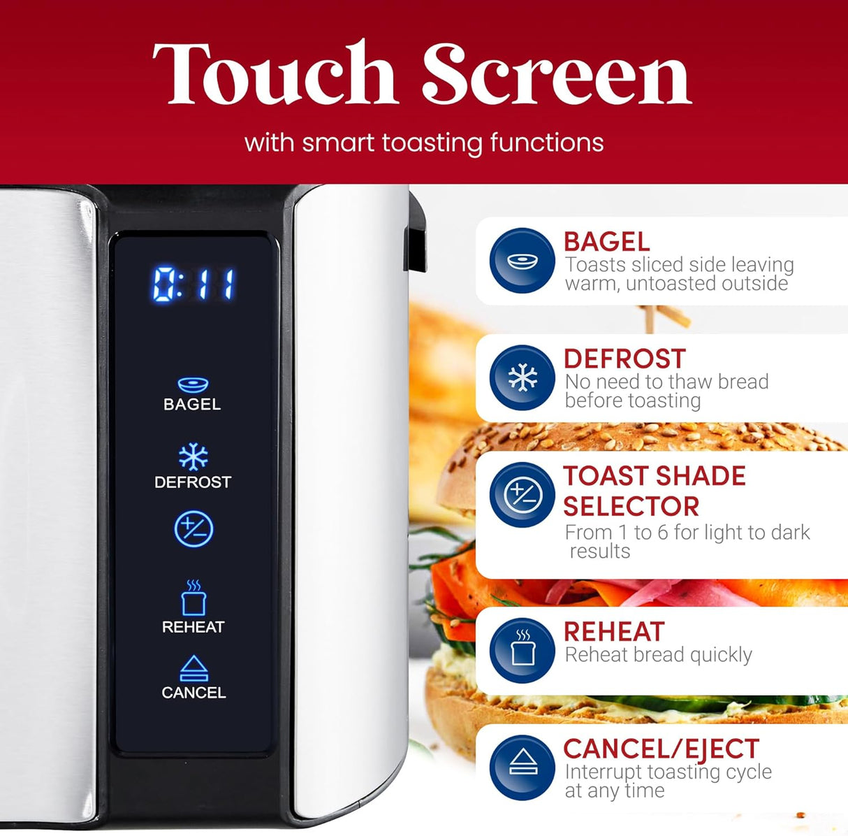 Tostadora de 4 rebanadas ranura larga Elite Gourmet ECT5322