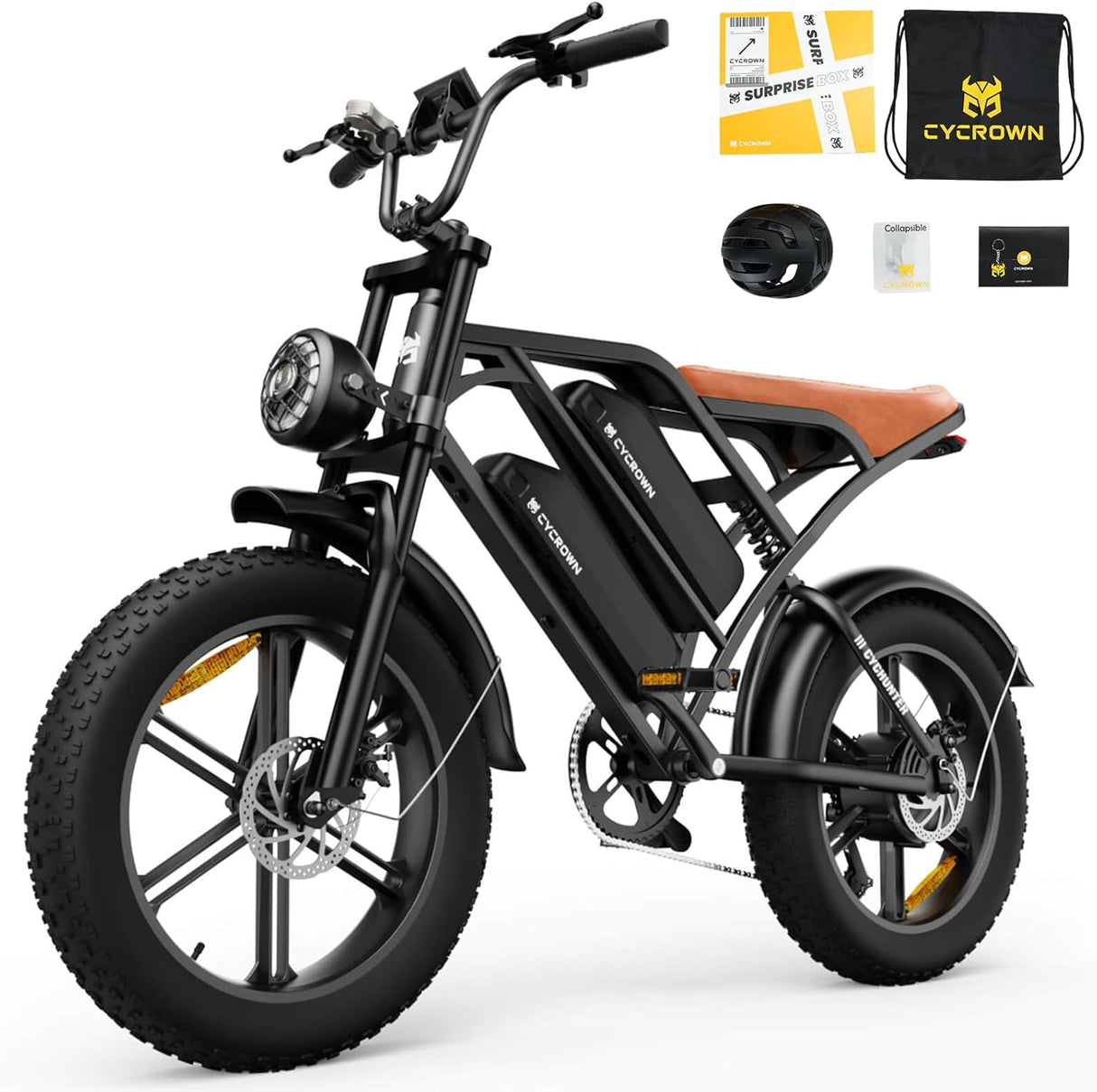 Bicicleta Eléctrica CycHunter 1000W, Doble Batería, 150 Millas