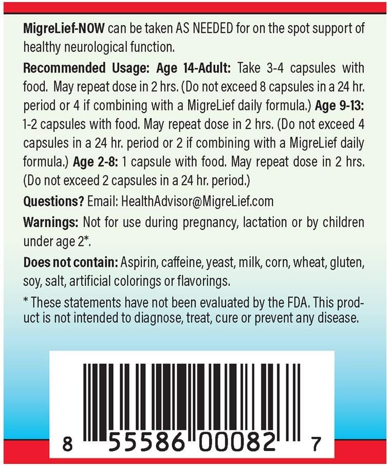 Apoyo Nutricional para Migraña y Dolor de Cabeza, Acción Rápida