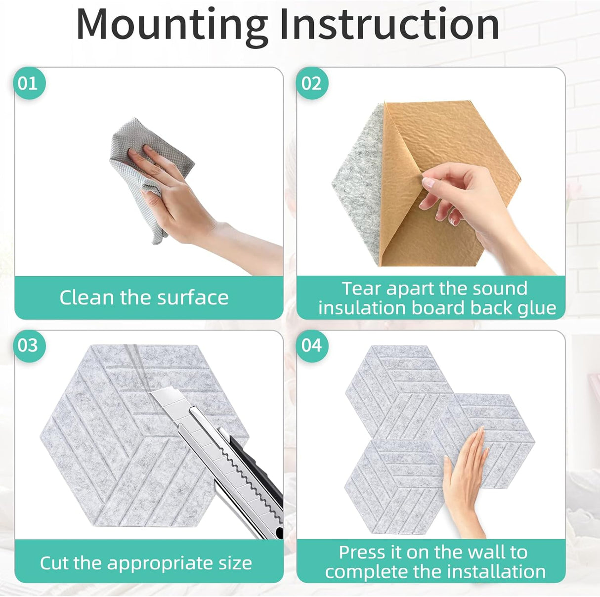 Paneles Acústicos Hexagonales Adhesivos 12 Pack 14x12 Foam