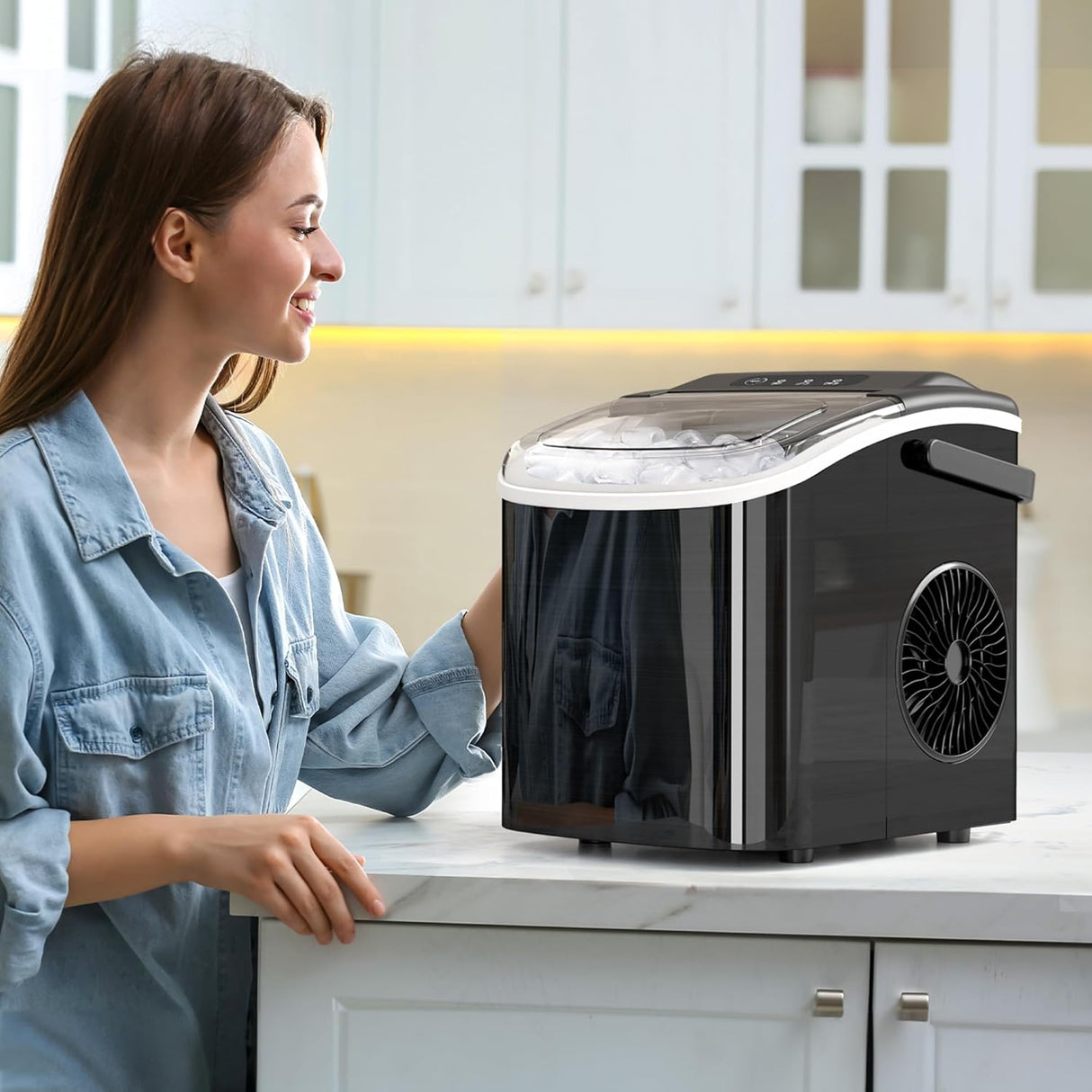 Máquina de Hielo Portátil AGLUCKY, 26.5lbs/24hrs, Autolimpiante