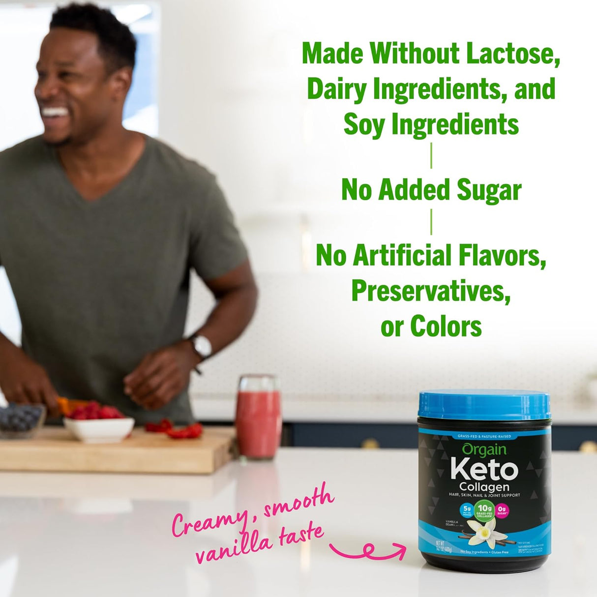 Orgain Collágeno Keto con MCT, Vanilla, Paleo, 0.88 lb