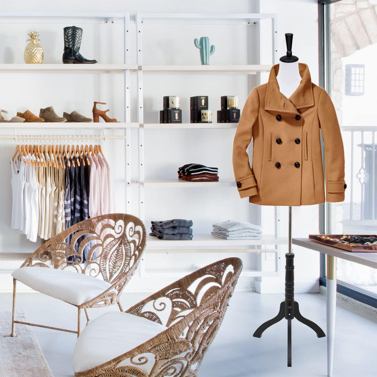 Maniquí Femenino Ajustable 60-67 FG281-White Base de Madera