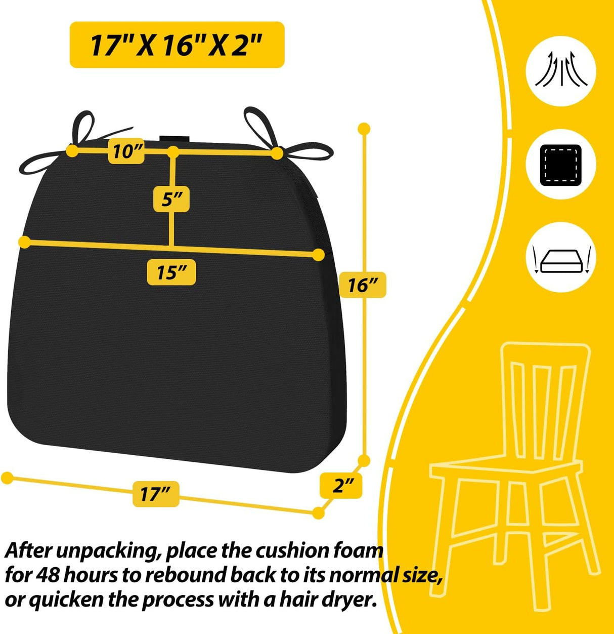 Cojines D-Shaped AAAAAcessories, 2'' gruesos, juego de 4