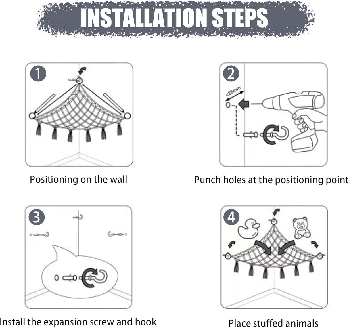 Hamaca para Peluches con Luz LED, Decoración Infantil, Modelo Corner