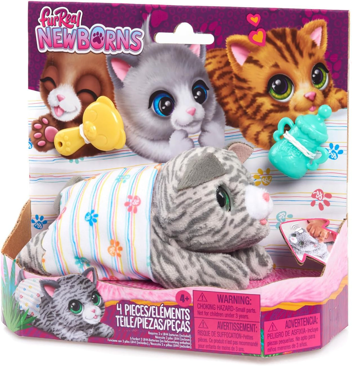 Gato Interactivo FurReal Newborns, Sonidos y Movimiento, Just Play