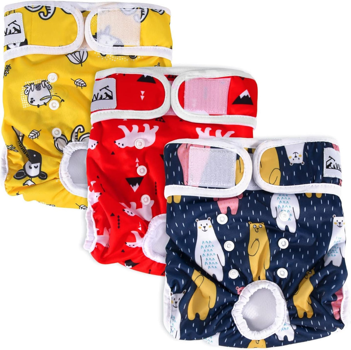 SlowTon Pañales lavables para perras, paquete de 3 pañales