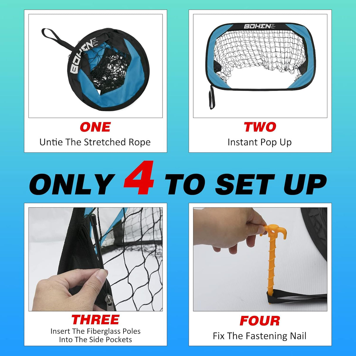 Porteria de futbol portatil, facil de armar, plegable