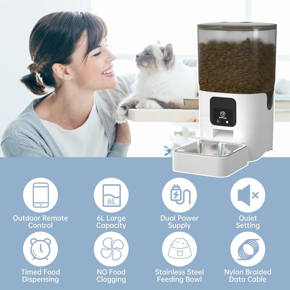 Comedero automático para gatos con control de aplicación