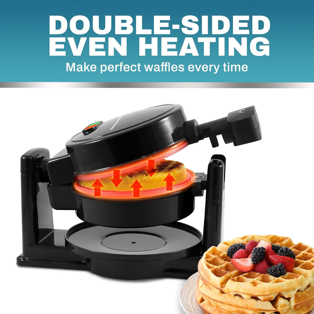 Waffle Maker Elite Gourmet EWM460, 1.25” gruesas, fácil limpieza