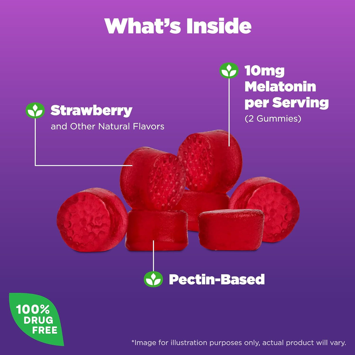 Suplemento dietético para dormir bien con 10mg, 60 gomitas