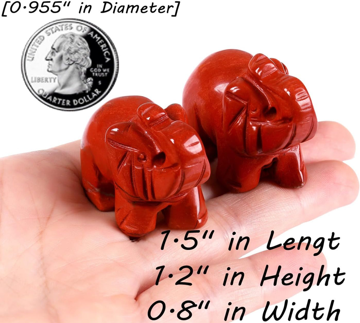 QINJIEJIE Cristales de jaspe rojo, decoración de elefante