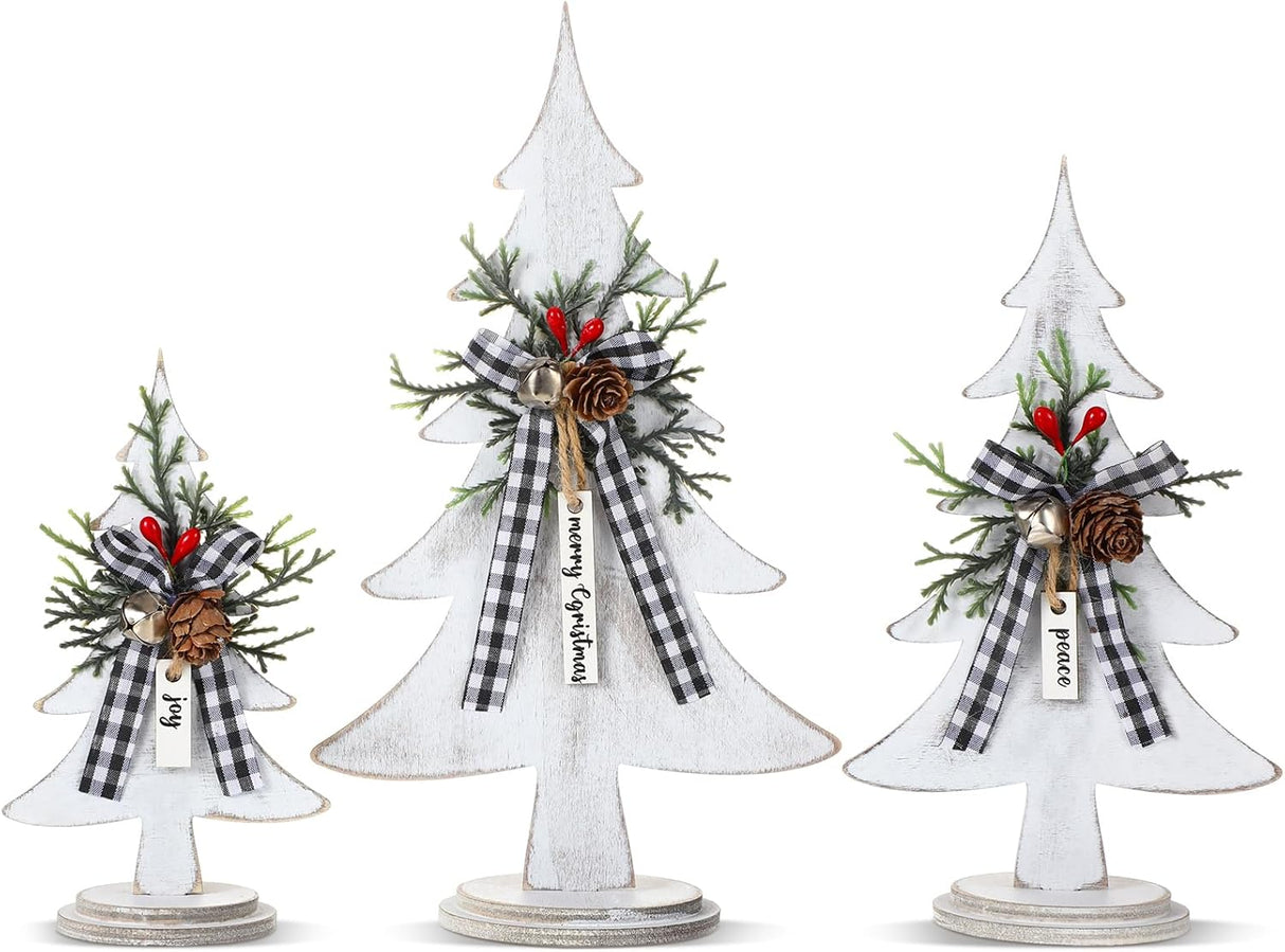 Árboles de Navidad de Madera Soaoo, Decoración Rústica, 3 Pcs