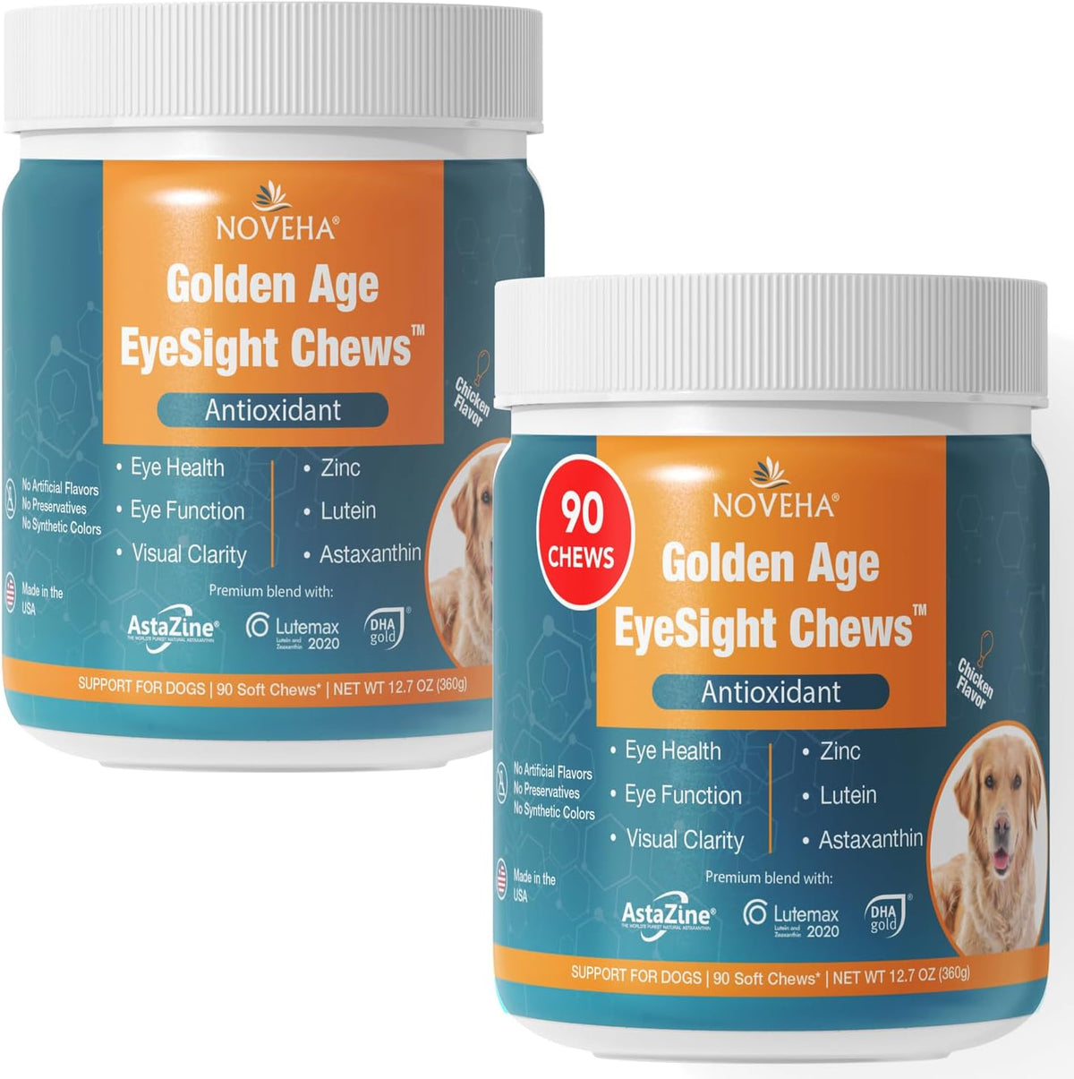NOVEHA 180 Masticables para Perros con Luteína y Omega-3