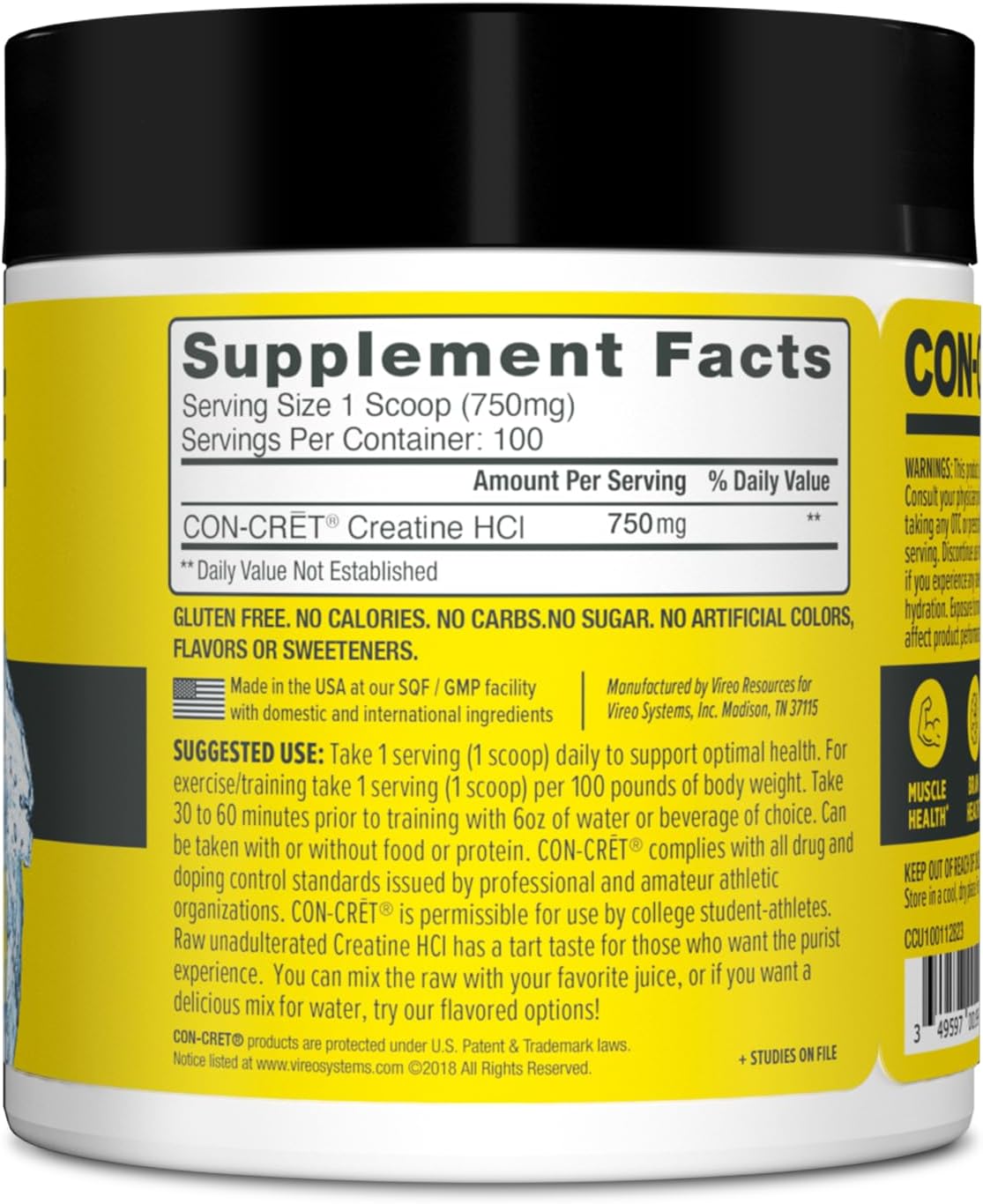 Creatina HCl en Polvo | Energía Muscular y Cognitiva | 100 Serv.