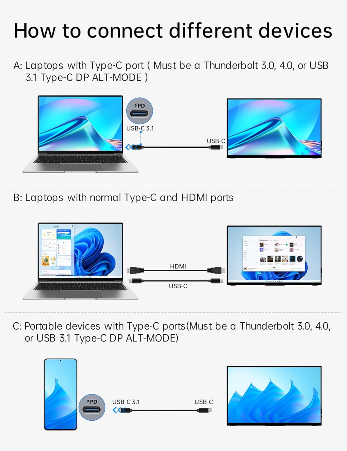 Monitor Portátil Táctil FHD 15.6 con Soporte y Altavoces