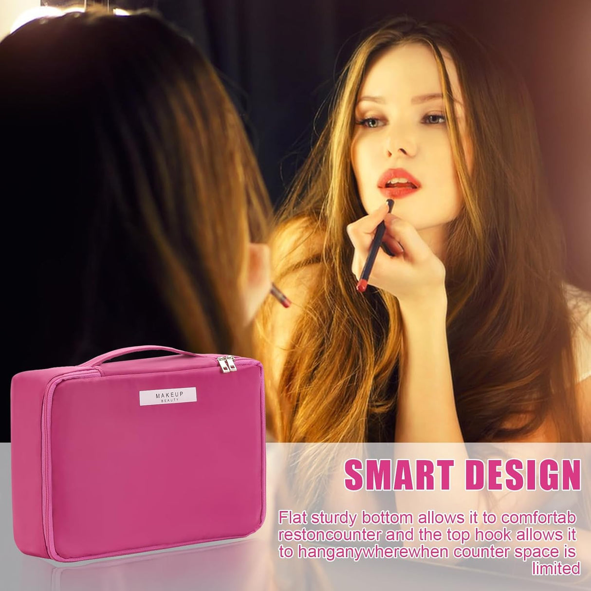 porta cosmeticos color fucsia Queboom