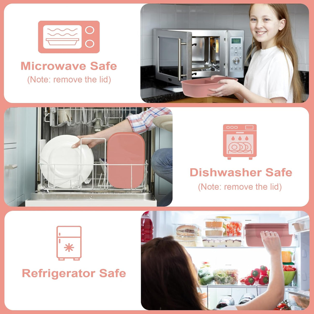 Caja de Almuerzo JBGOYON® - 3 Contenedores Apilables, Utensilios