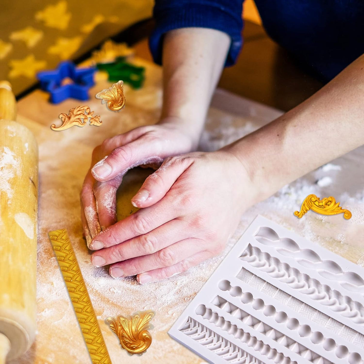 Moldes de fondant de encaje de voluta decoración