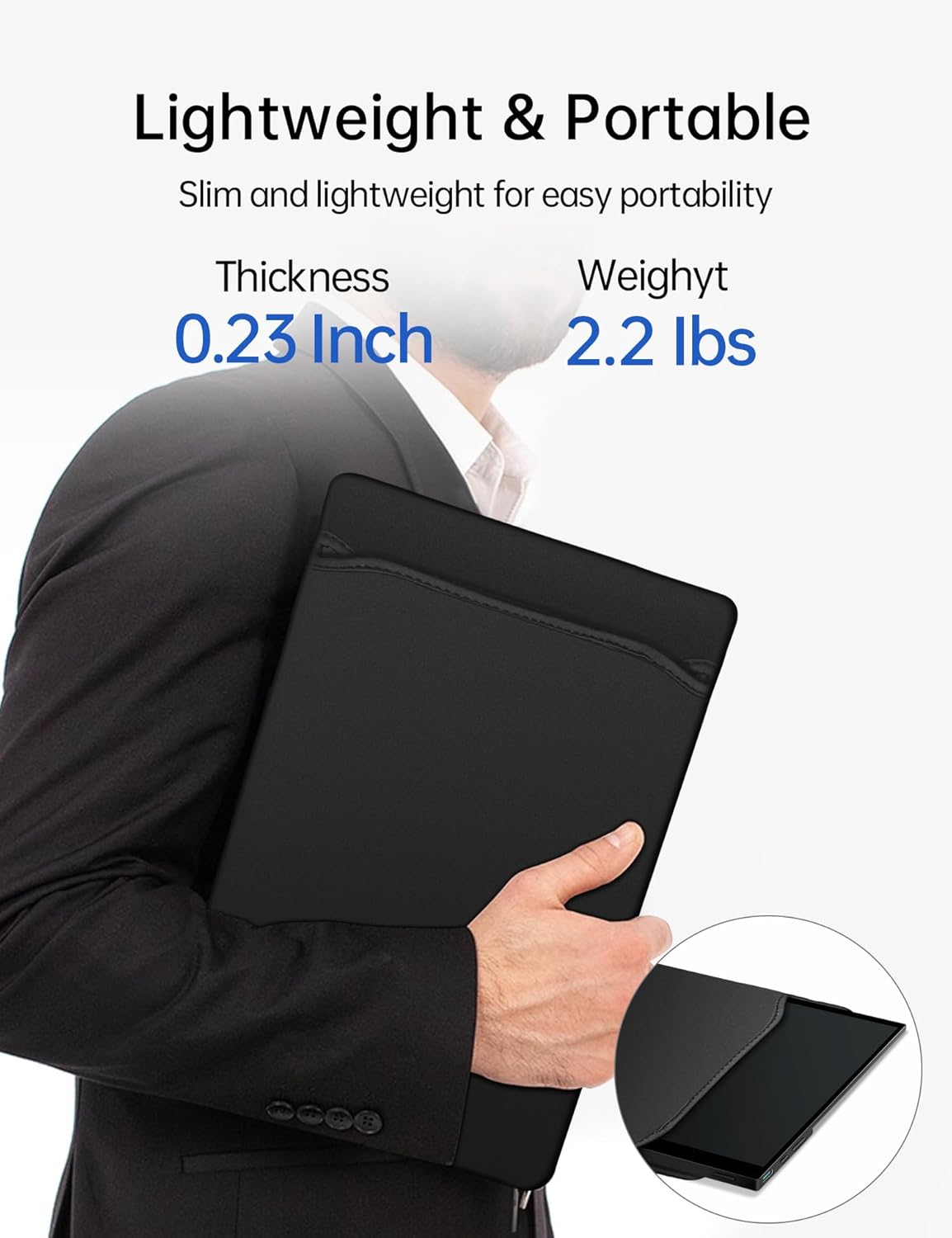 Monitor Portátil Táctil FHD 15.6 con Soporte y Altavoces