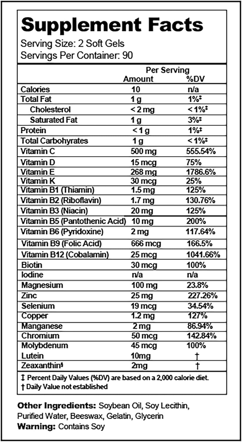Multivitamínico oculares Suplemento mineral con luteína