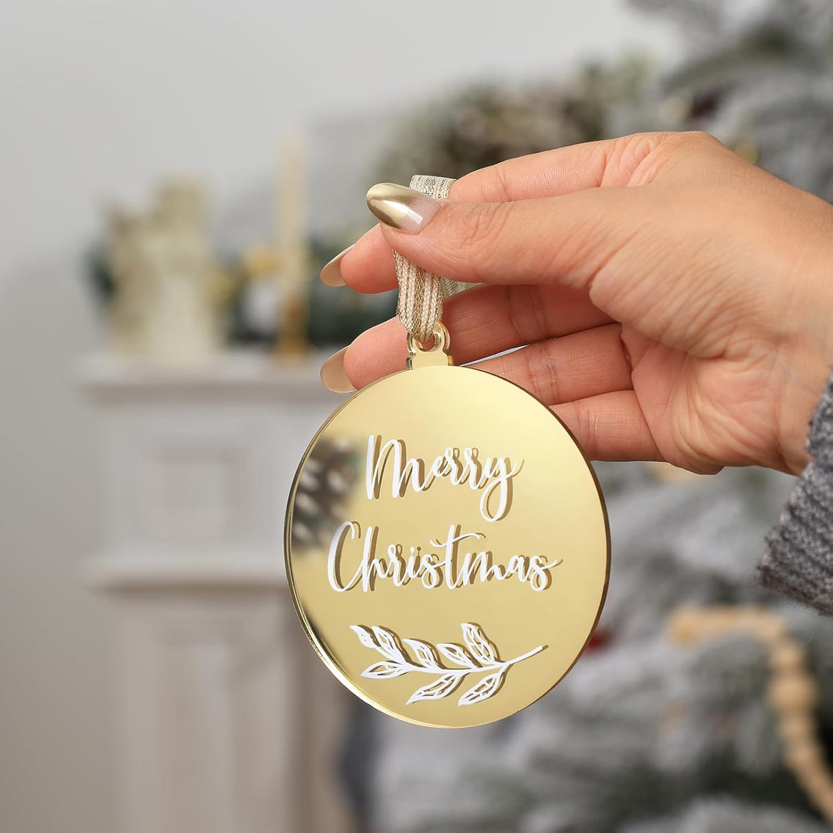 Adorno Navideño UNIQOOO 18 Pack 3.5'' Acrílico 2024 Extra Grueso