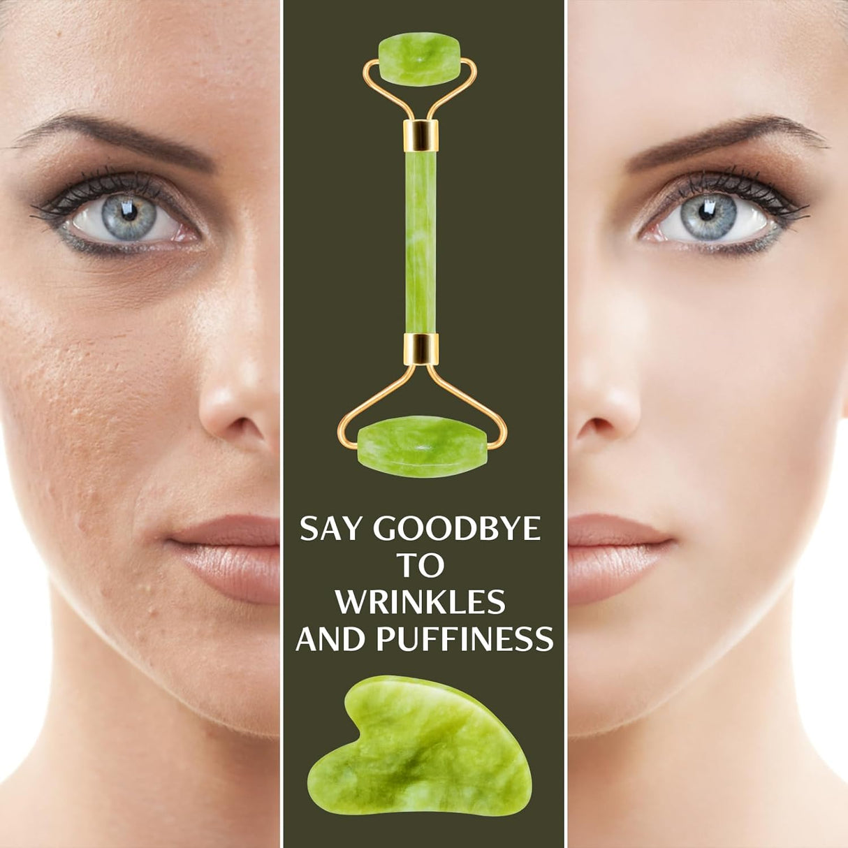 Rodillo de jade y herramientas faciales Gua Sha Disemot