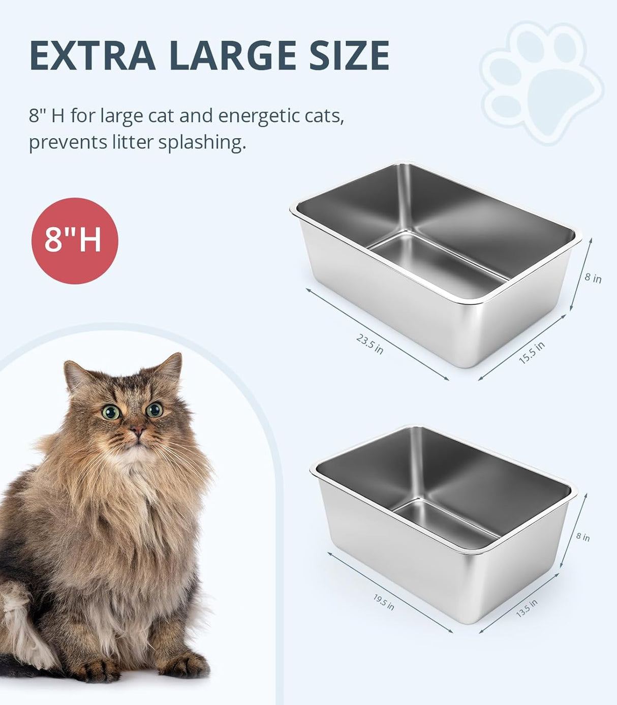 Caja de arena para gatos de acero inoxidable WENBOKMIN