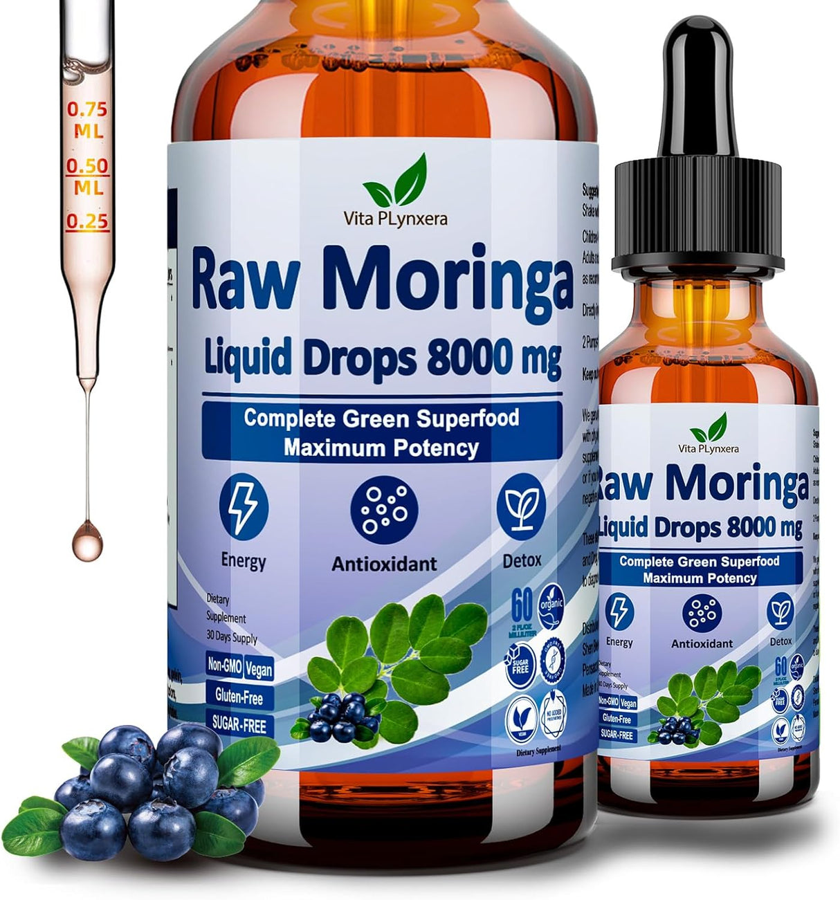 Moringa Líquido Orgánico 8000mg, Supergreens, Alta Potencia