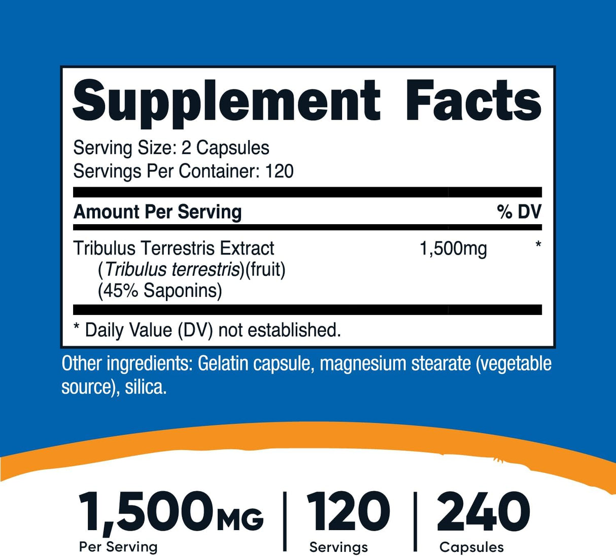 Suplemento Nutricost Tribulus Terrestris Extracto de 1500 mg