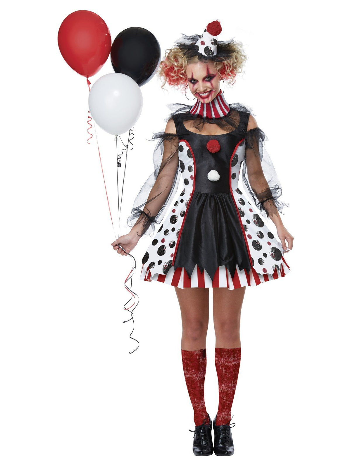 Disfraz de mujer adulta de payaso retorcido, negro